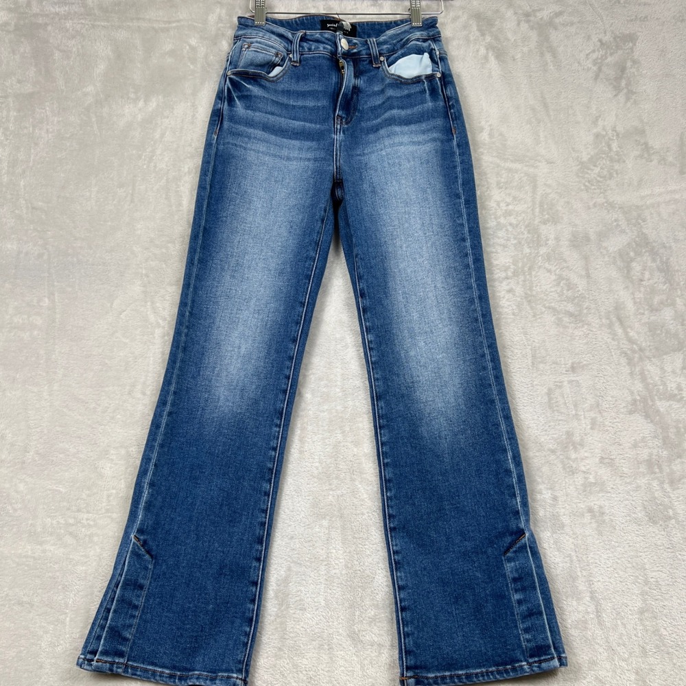 Social Threads x Risen Jeans Medium Wash High Rise Bootcut Split Hem Size 3/26